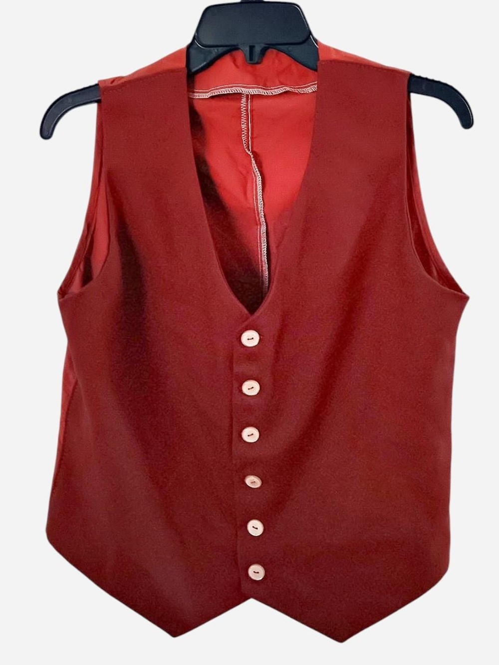 Men's Deep Rust Red Button-Front Vest